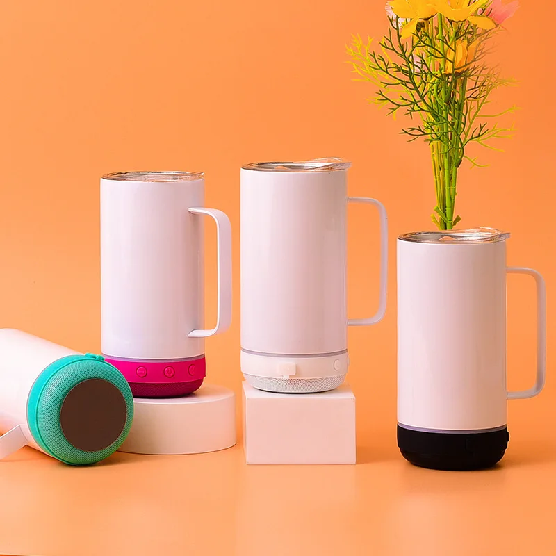 20oz Sublimation Tumbler With Bluetooth Speaker Cups Stainless Steel Usa Smart Wireless Blue Tooth Music Cup With Lids