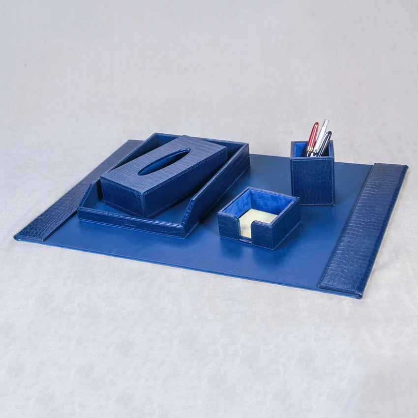 High Quality Durable Factory Wholesale Desk Set Leather Pen Holder file box Business Card Case Stationery Gift Set