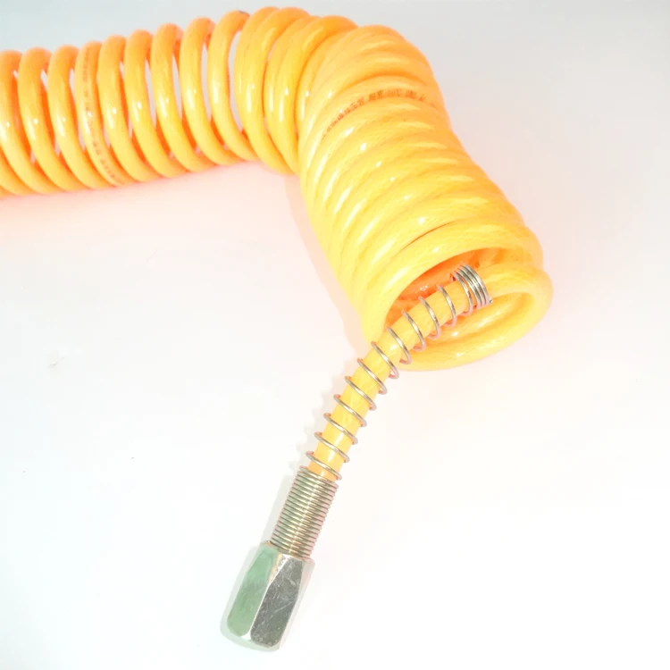 Cost-Effective Truck PU braided Coiled Tube Spring Pneumatic Spiral Air Brake Hose Assembly For Semi Trailer