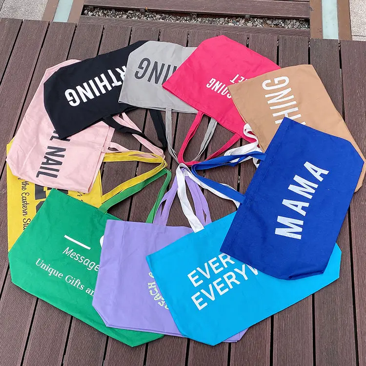 Custom Printed Logo Recycle Grocery Extra Large Plain Canvas Grocery Bag Cotton Shopping Tote Bag With Custom Printed Logo