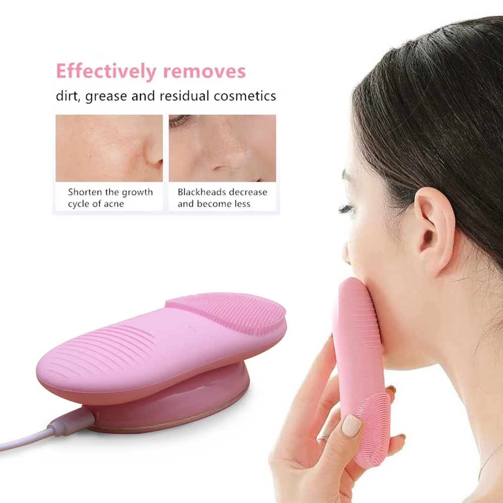 Wireless Charging Silicone Face Cleaner IPX7 Waterproof Two-Side Facial Brush for Skin Lifting