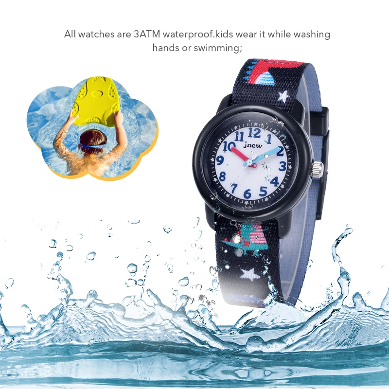 JNEW Life Waterproof Sports Children Cartoon Dinosaur Quartz Watch Colorful Strap Kids Watches reloj silicona