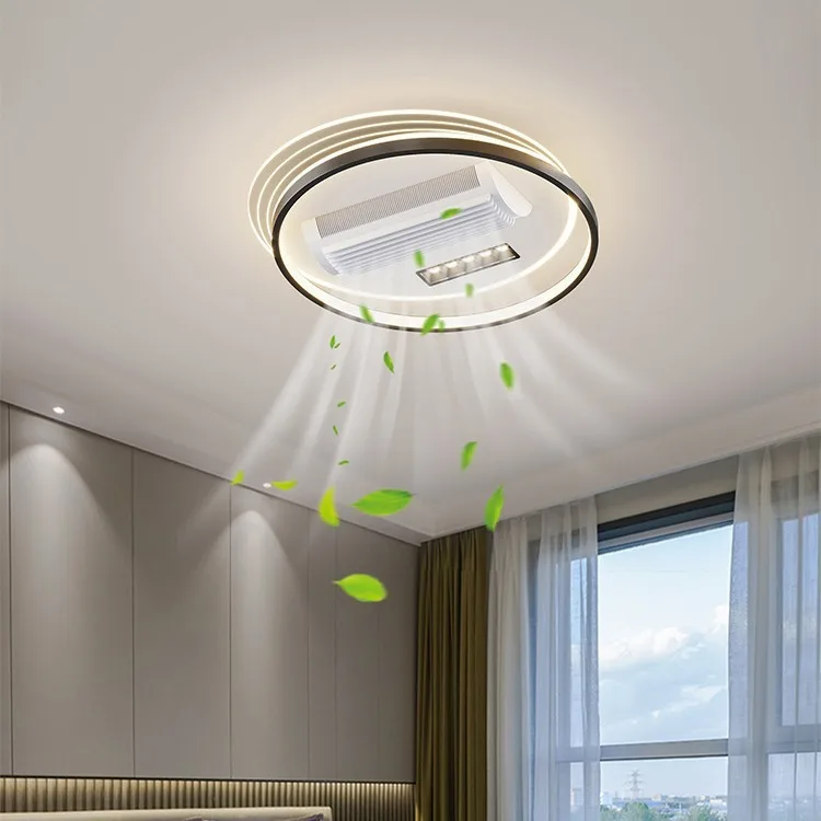 Zhongshan full spectrum spotlight integrated ceiling bladeless fan lamp six speed wind mute whole room fan light