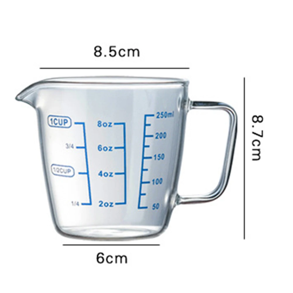  250ml Heat-resisting Glass Measuring Cup Milk Scale Microwave Measure Jug