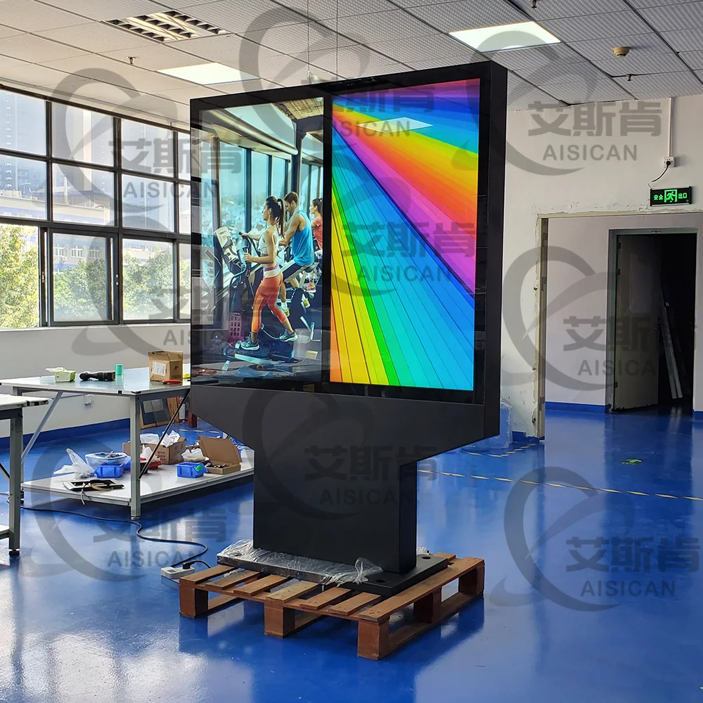 2x pieces 55 Inch Dual Double Screen Digital Drive Thru Menu Boards