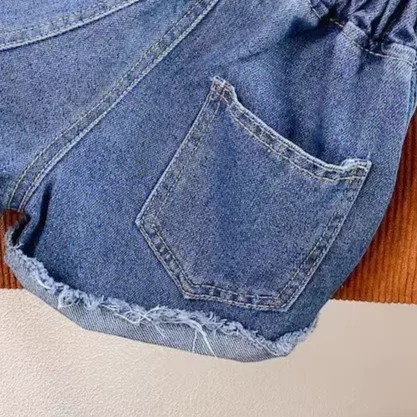 2-7 year Child Denim Short 2024 Summer Girls Baby Retro High Waist Hot Pants baby clothes for children casual jeans girls shorts
