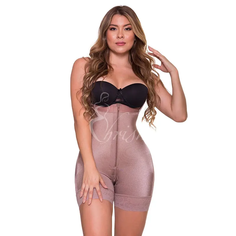 Short Strapless GIRDLE with MEDIUM Compression Powernet Girdle for Women Three Hooks Colombian Girdles Reductive Shapewear