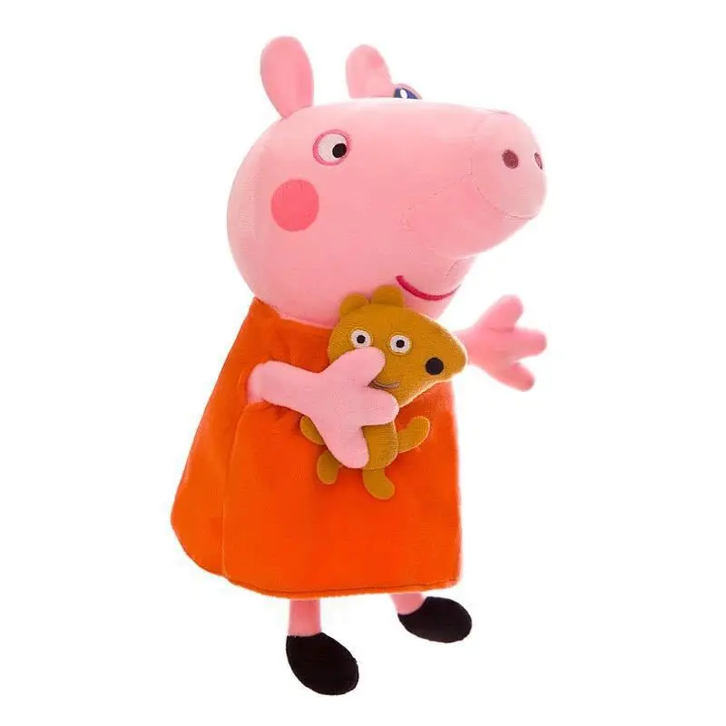 Baby Peppas Pig George Plush Toy Dad Mom Granny Grandpa Pig Stuffed Animal Doll Room Decoration Pillow Keychain Boys Kids Gift