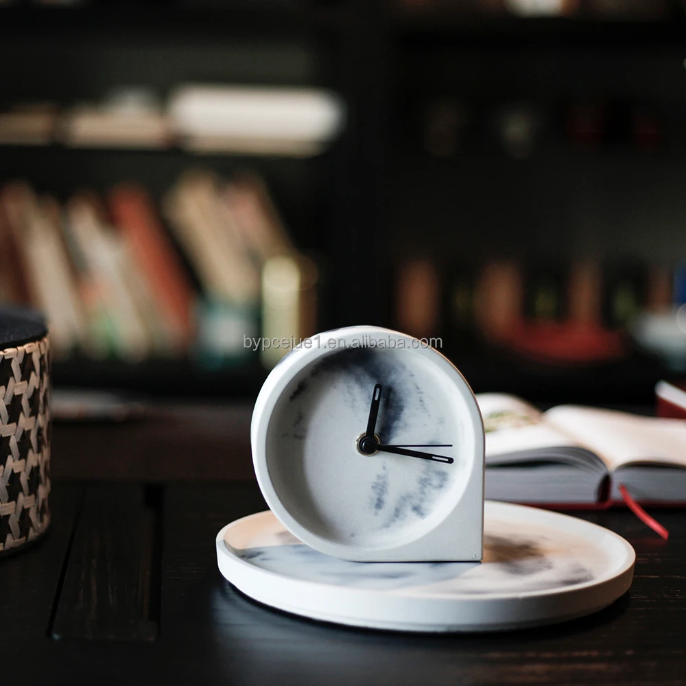 High Quality Fashion Personality Environmental Modern Cement Table Clocks Concrete Desk Alarm Clock