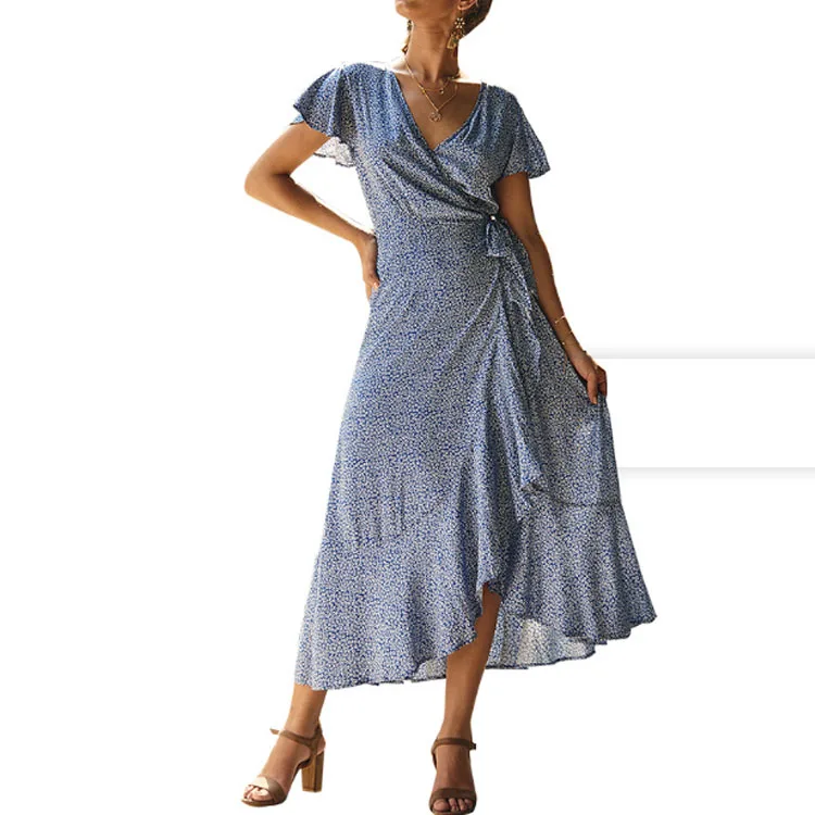 Latest Fashion Summer Women Dress Ladies Print Casual Style Fashion Office Clothing  Beach Sleeveless Dress