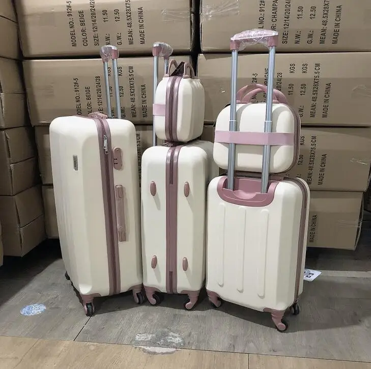 mini size hard shell plastic vanity bag cosmetic case with zip and handle 14 inch PC+ABS material travel luggage set trolley bag