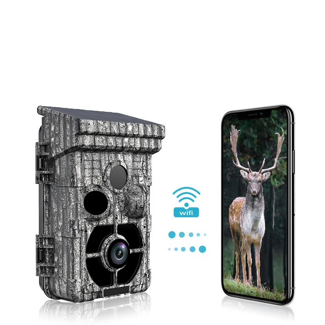 Hdking Outdoor Solar Powered Panel Security 4k Wifi Trail Photo 42m/36m/32m/24m IP65 Waterproof Hunting Camera