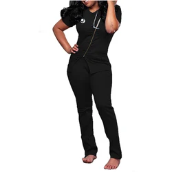 Fashionable uniform nurse medical uniform sexy women orange scrubs zipper nursing hospital uniforms sets