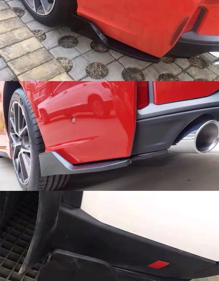 2pcs Carbon Black /Bright BK Car Bumper Spoiler Rear Lip Angle Splitter Diffuser Winglet Anti-crash modified Car Body Side Skirt