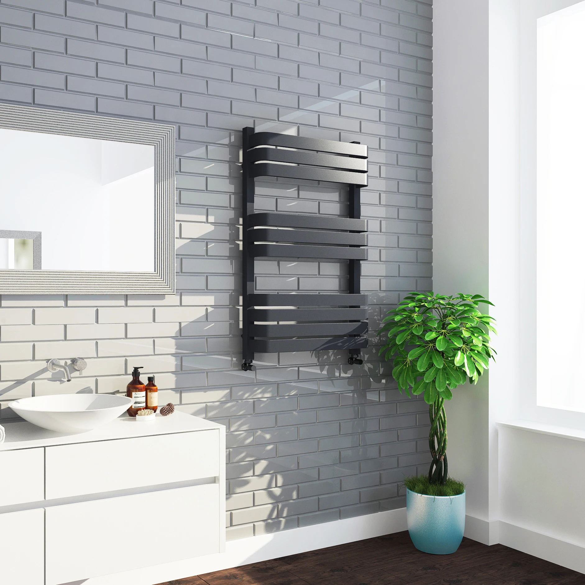 High quality OEM service SUN-D30 800X500 ANTHRACITE Chrome White heated towel rail black algeria cast iron heating radiators