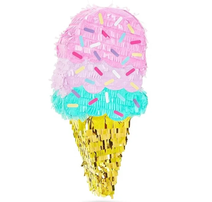 Ice Cream Summer Theme Birthday Party Supplies Colorful Pinata For Kids With Candy Small Ice Cream Pinata