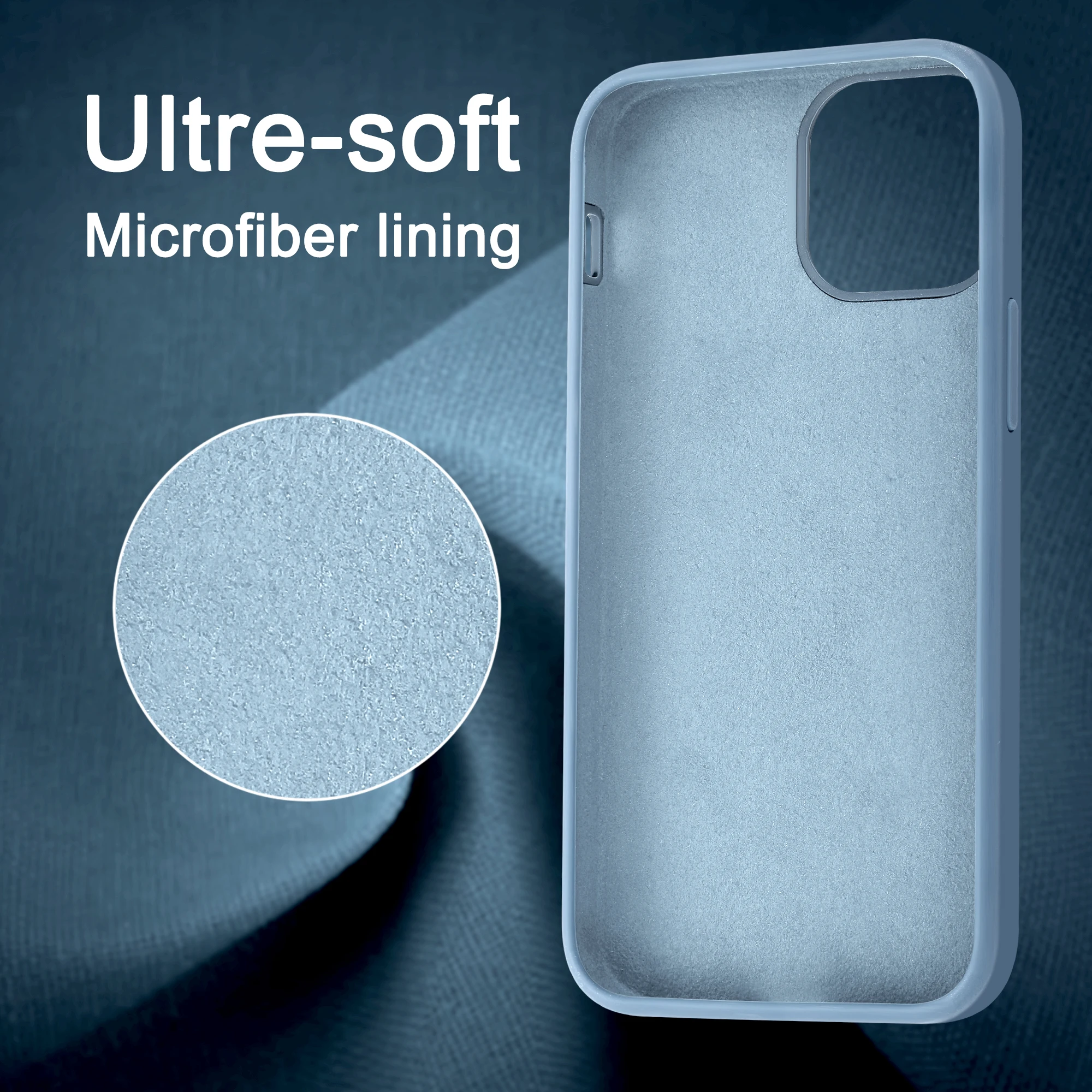 5.4 Inch Light Blue Silicone Shockproof Silicon Protect Case Cover Waterproof Soft Protective Phone Cases for iphone 13 Mini