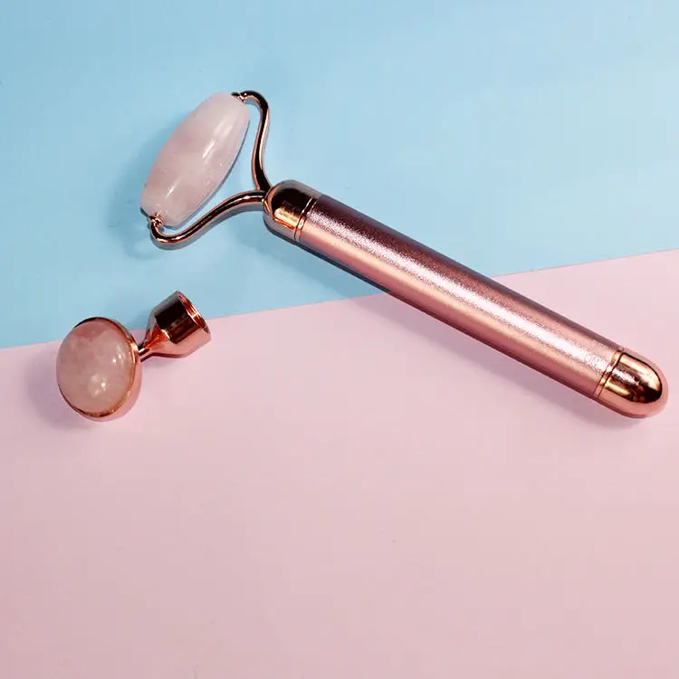 Amazon Wholesale Face Massage Roller Kit Pink Jade Roller Vibrating Jade Roller Facial Rose Quartz Electric Beauty Bar Natural