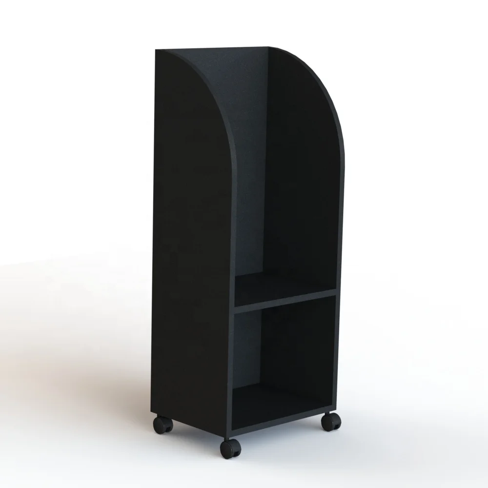 Wooden Maple Newspaper Display Racks 2 Shelves MDF Floor Literature Display Stand with caster