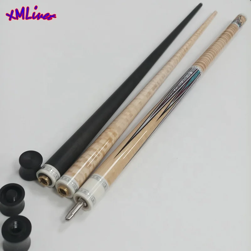 xmlivet customized handmade Marble inlay Pool billiards cues Tiger Maple 12pcs laminated curly maple wood shafts carom cue