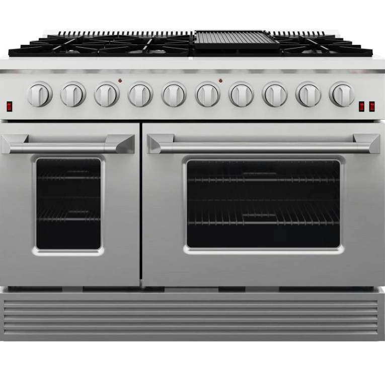 Напольная газовая плита SENG из нержавеющей стали, сертификат ETL 48 дюймов, 8 горелок, двойная духовка