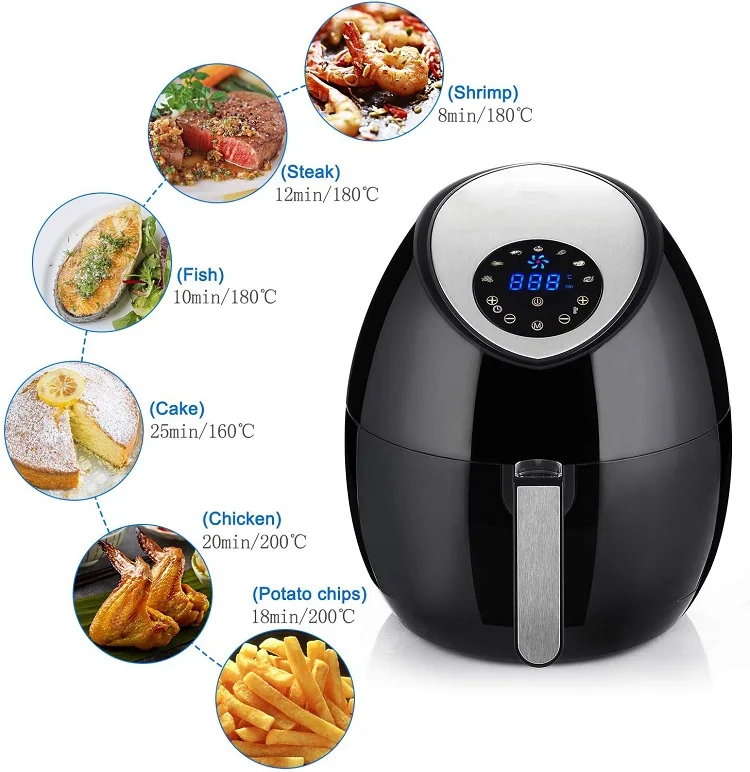 110V 220V Kitchen 5 L Digital Electric Deep Power Oil Perfect Free 5L Air Fryer Oven