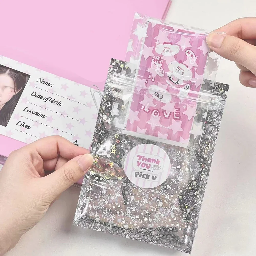 8.5x13 Cm One Side Clear Small Iridescent Hologram Holographic Packaging Ziplock Mylar Pouch ziplock bag packaging