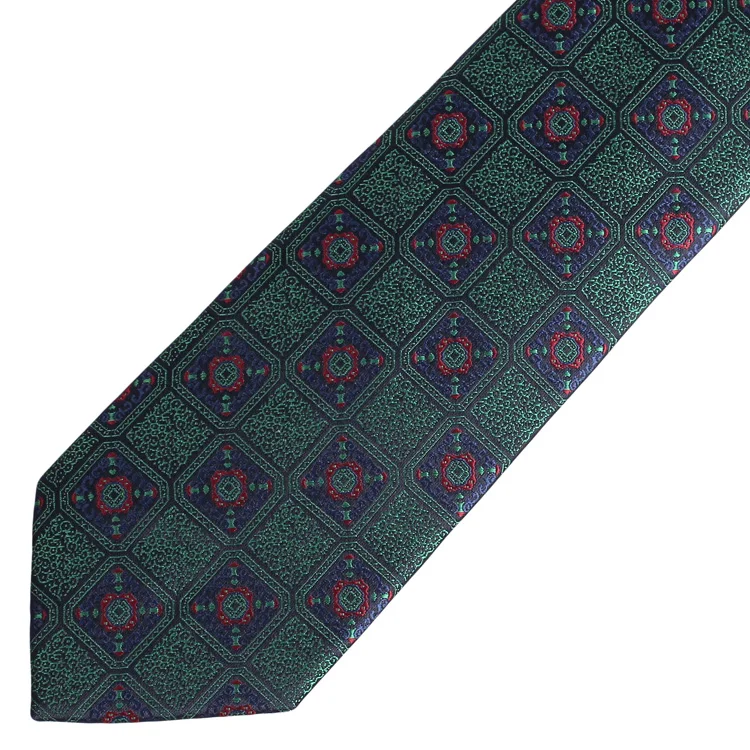 Wholesale Factory Green Color Polyester Business Ties High Quality Custom Logo Label Necktie For Mens