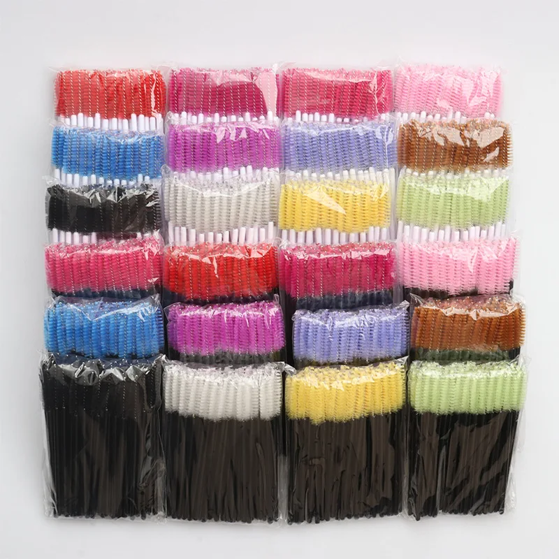 Wholesale 50Pcs/Pack Spoolies Lash Extension Crystal Mascara Wands Disposable Micro Eyelash Brushes Eyebrow Cleaning Spoolies