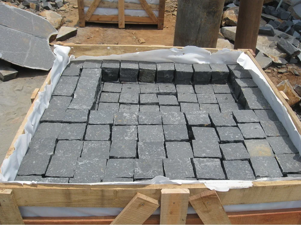Wholesale Black Basalt Cobblestone Natural Stone Cube for Driveway Paving