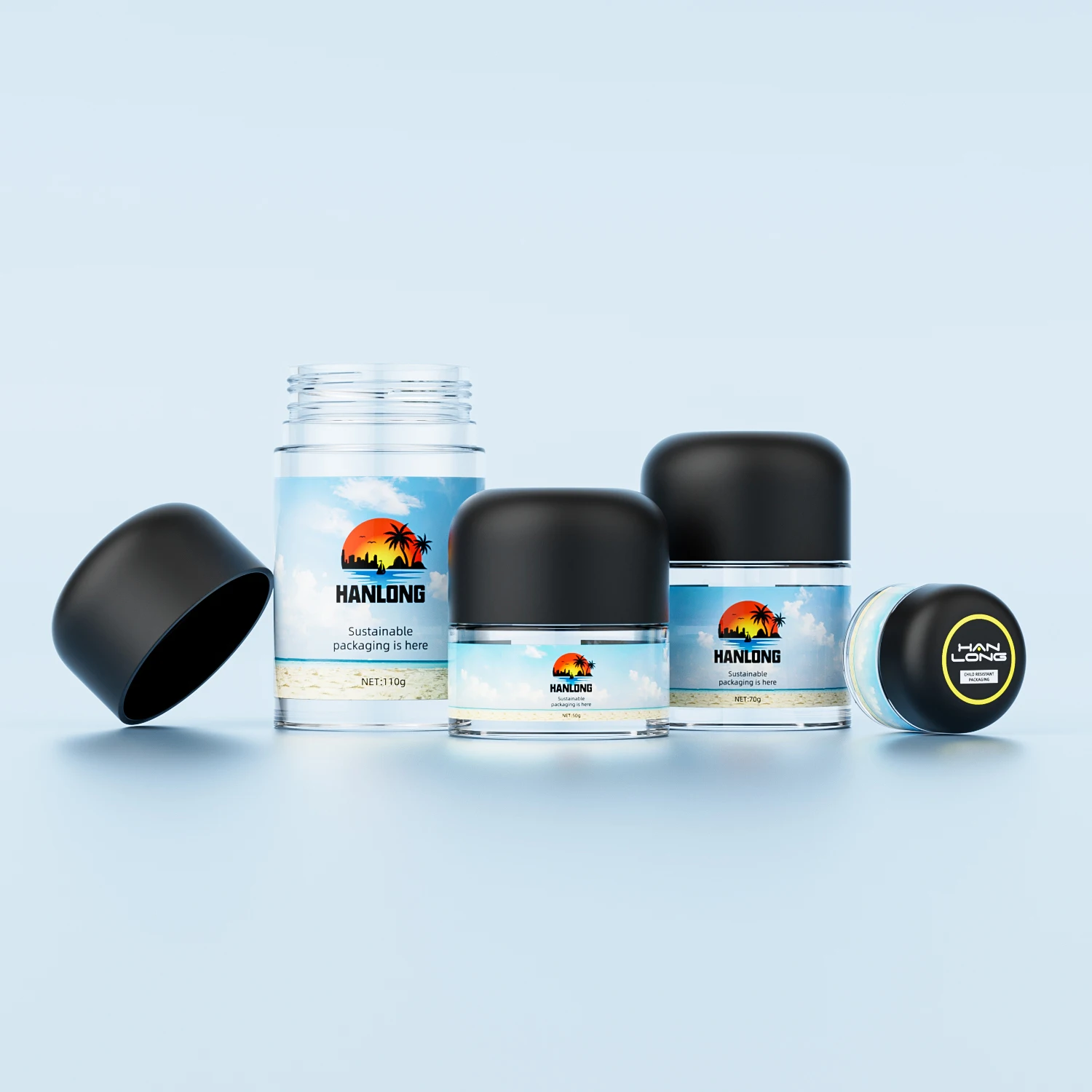 Hot sale 1 oz 2oz 3oz 4 oz child safe glass jar with child proof lid child resistant glass jar