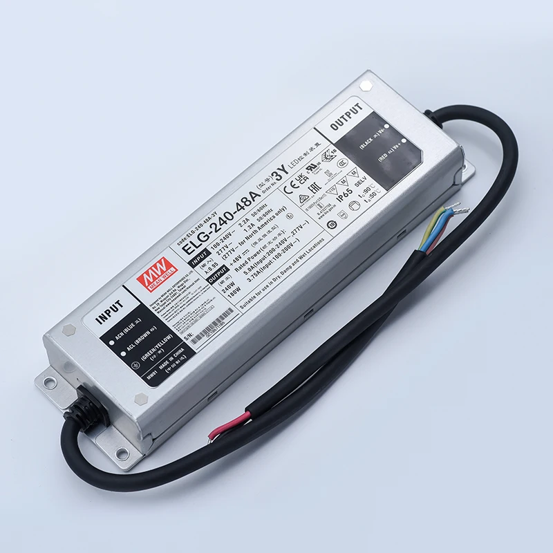 MeanWell ELG-240-48A-3Y 24V 36V 42V 48V 54V 240W IP67 LED Driver Power Supply For Street Lighting with PFC Function