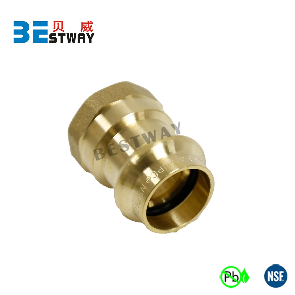 BMAG 1/2 3/4 1 Press Female Adapter Pressing Pipe Fittings Brass Propress Coupling Pex Press Fitting For USA Market