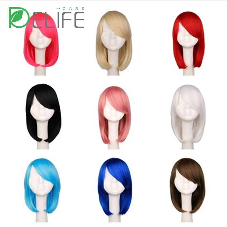 Cosplay wig animation cos wig red green gold short hair MSN Korean version shaved face bobble