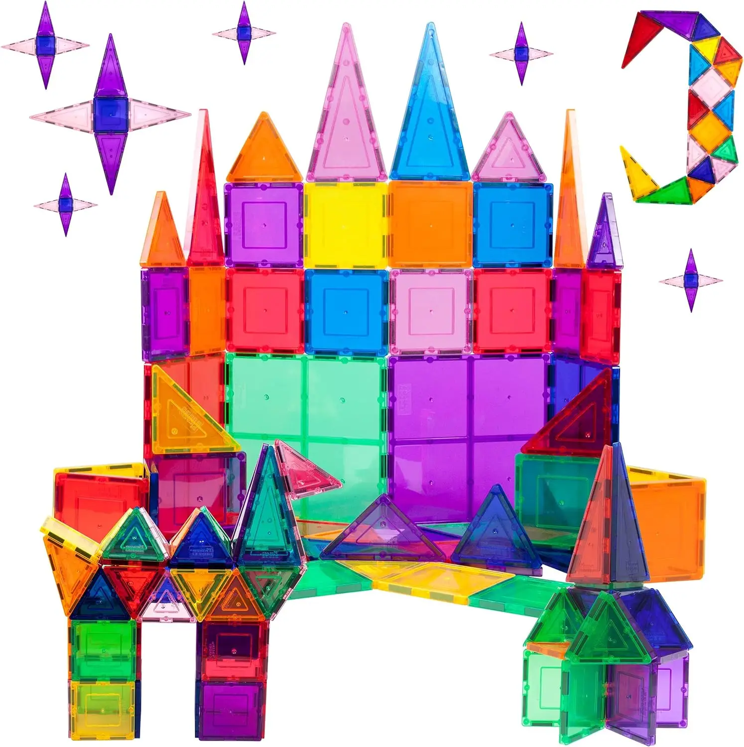 2024 Hot Selling Magnet Tiles Custom 120 Pieces Magnetic Building Blocks Tiles for School