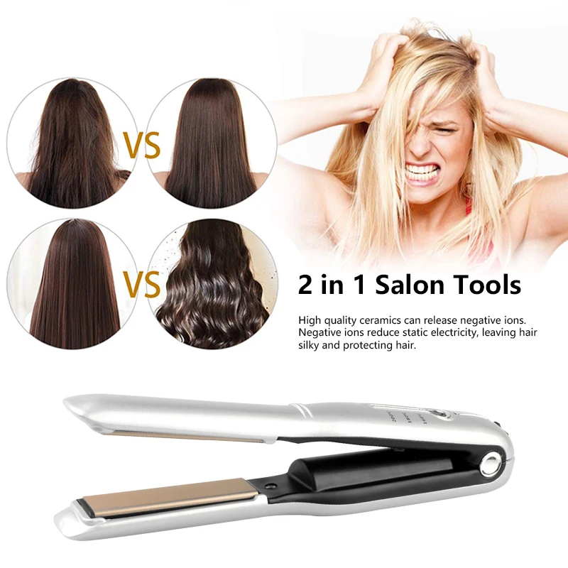 Wireless Mini Hair Straightener Ceramic Titanium USB Hair Straightener