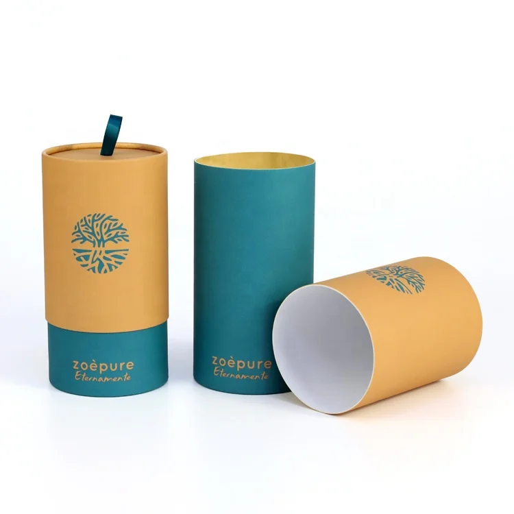Manufacturer bath salt cosmetic toy gift packaging box recycled kraft cylinder cardboard paper tube with silk handle