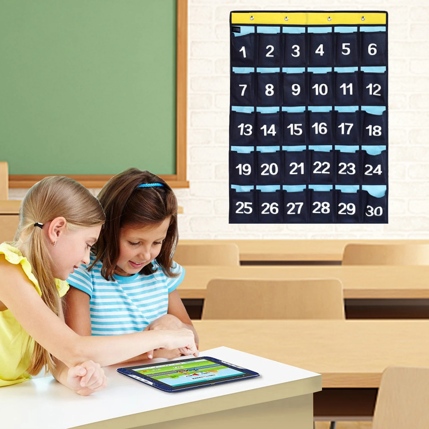 Pocket Chart For Cell Phones with 30 pockets Hanging Cell Phone Organizer for Classroom or Office