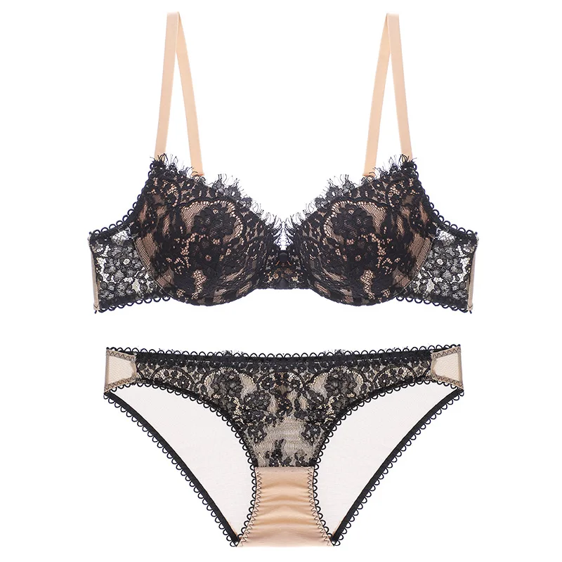 Big Brand Sexy Lace Push Up Bra And Thong Set Underwear Ladies Bra And T Back Women Panties Set