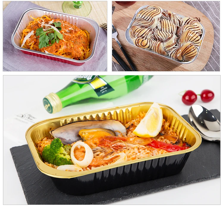 High Quality AblPack 620ml Fast Food Storage Aluminum Foil Packaging Rectangle Disposable Take Away Container