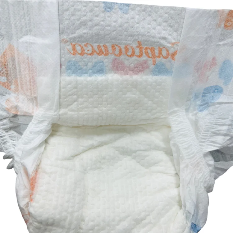 Wide elastic waist band thick Baby diapers made by fluff pulp cotton baby diaper nappies 12 hours no leakage