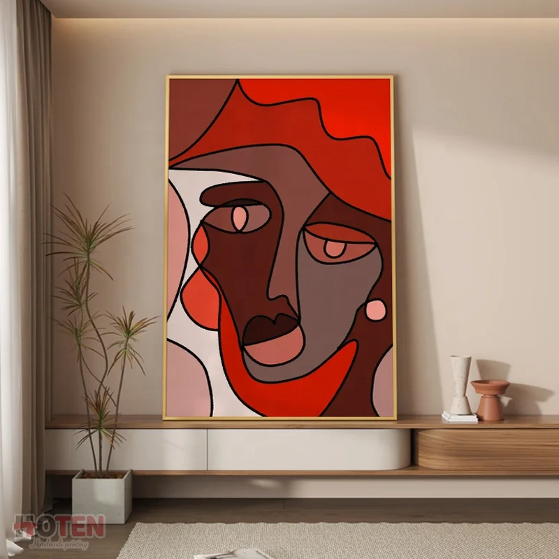 Modern simple portrait vertical oil painting pure hand-painted art abstract living room custom decorative painting