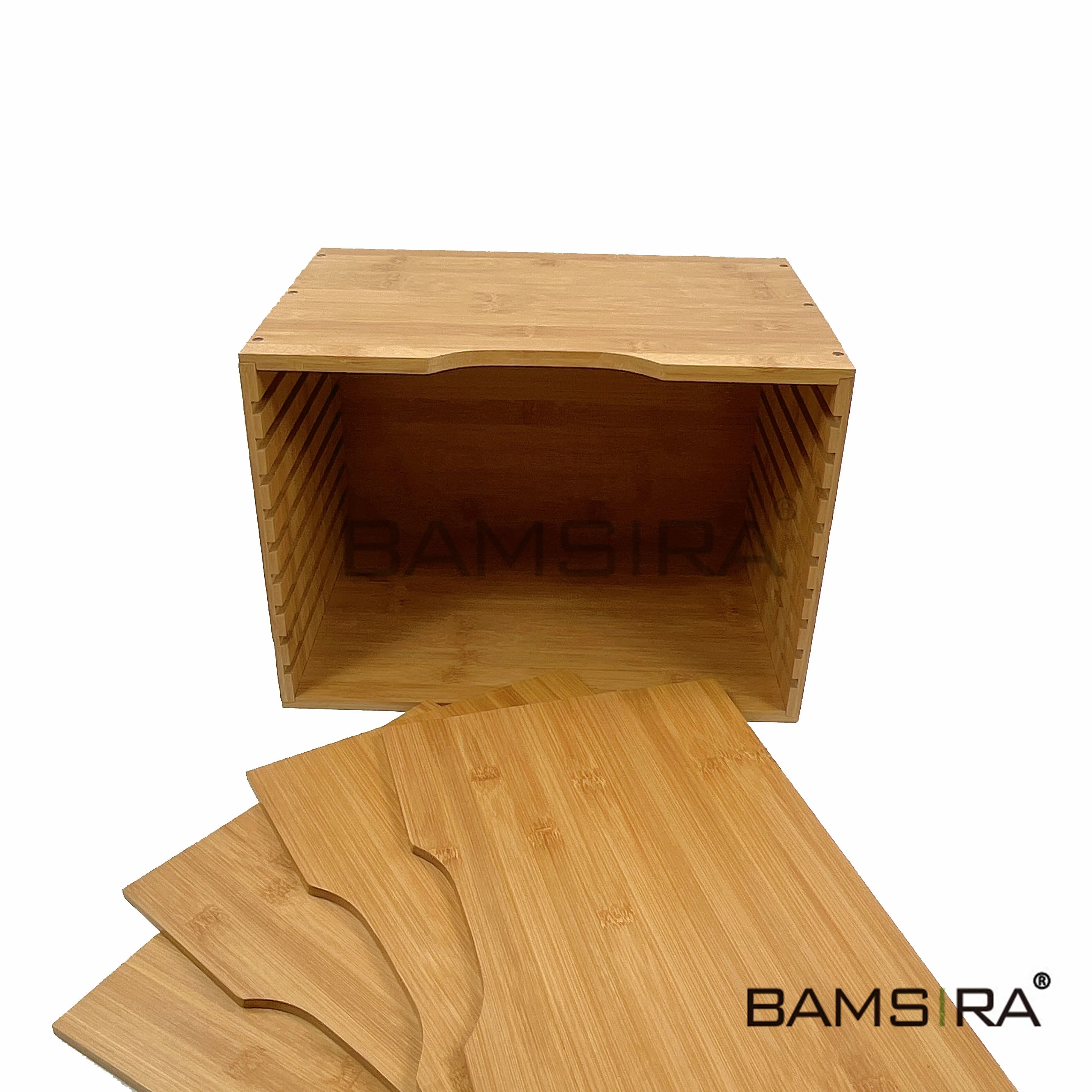 Height Adjustable Bamboo Wood File Organizer With 4 Dividers 100% Bamboo Desk Organizer File Organizer