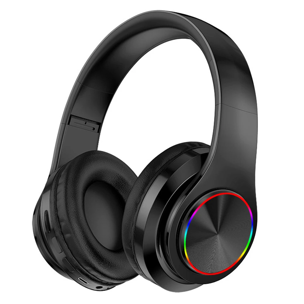 
Best Christmas Gifts B39 Foldable Wireless Headphone With SD Card BT 5.0 Headset for Sport Games LED Macaron Colors Earphones 