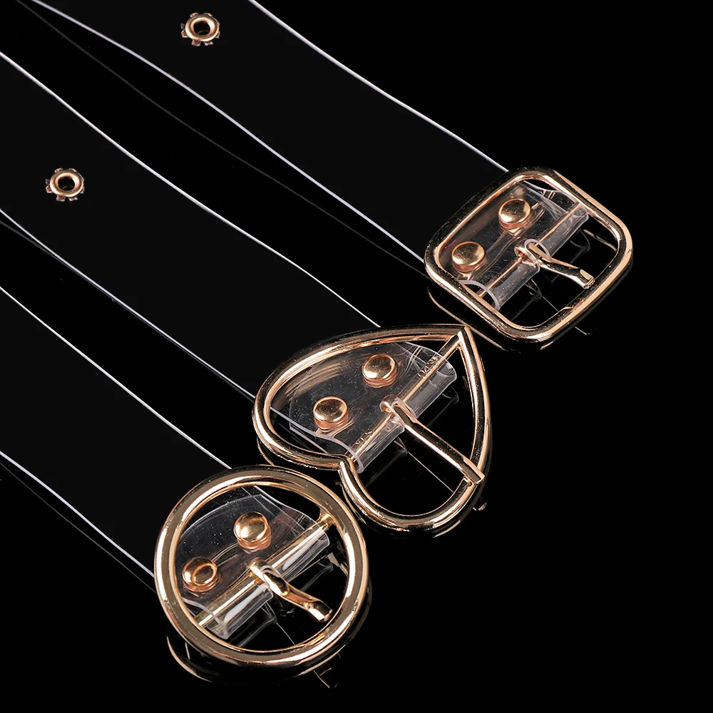 New Fashion Women Transparent Clear Round Square Heart Pin Buckle Wide Bands Ladies Waistband Punk Waist Belt