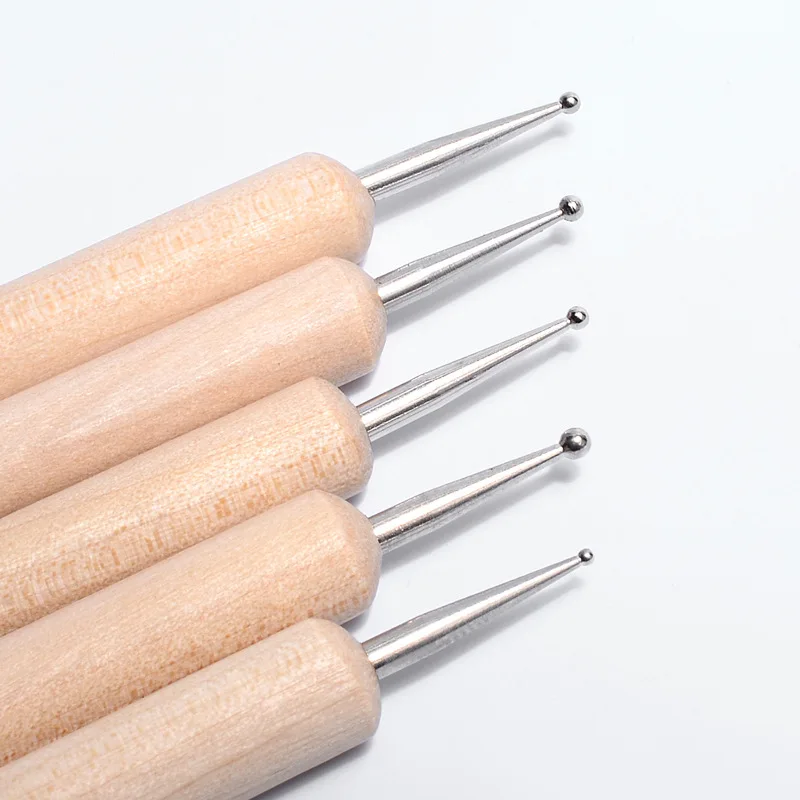 5pcs/set Double Head Wooden Dotting Nail Pen Pure Wood Handle Nail Art Pen Wax Dotting Tools For Manicure Salon