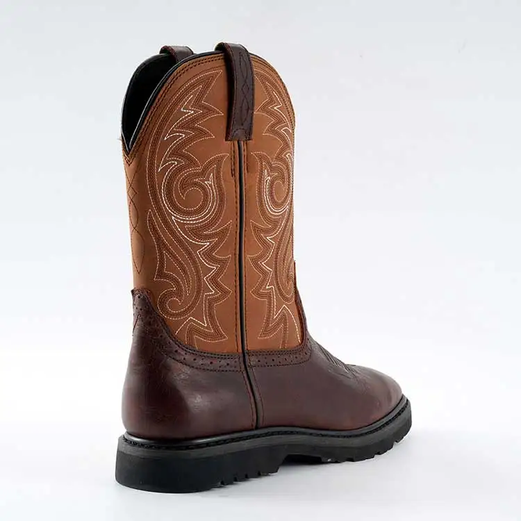 Hot Selling 10 Inch High Top Genuine Leather Western Cowboy Boots Waterproof Crazy Horse Leather Goodyear Safety Boots