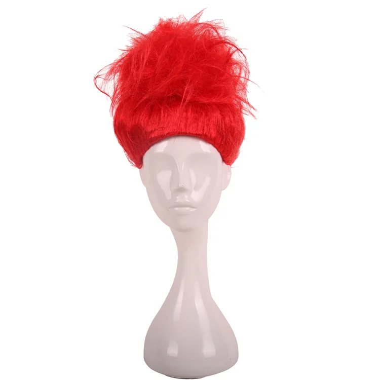 Colorful Halloween Kid Wig For Trolls Elf Pixie Cosplay Costume Wig Children Fluffy Hair Cap Flame Carnival Wig