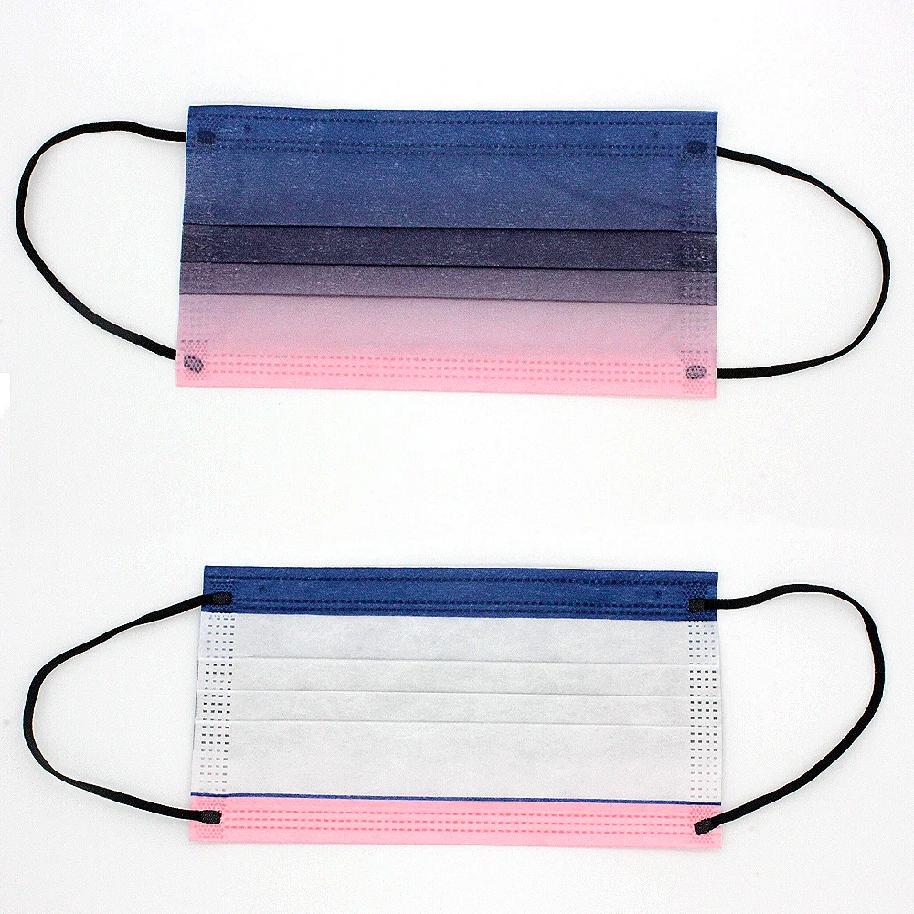 Disposable 3 Layer Spunlaced Non-woven Facemask EN14683 Type IIR Gradient Print Medical Surgical Face Mask For Party Daily Use