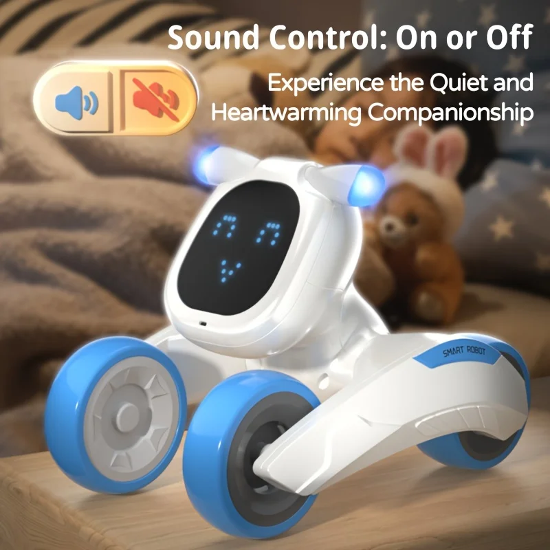 Robot Dog Toy with Face Expression Lights Smart Interactive Talking Robot Toys with Voice Control Touch Sensing Robot Pet